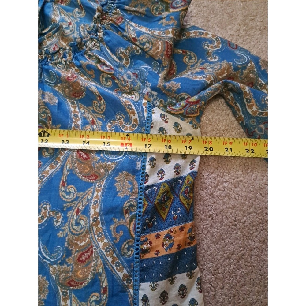 Lucky Brand Cotton Lightweight Paisley  Boho Style Patchwork Blouse Top Tunic S - Picture 9 of 13